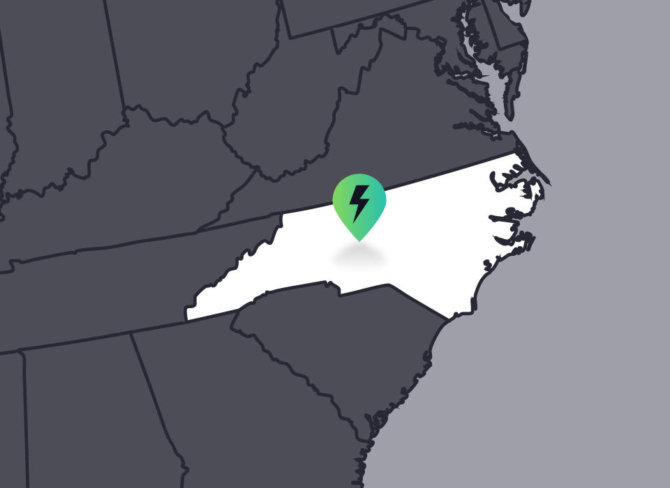 service area map for the N Carolina area